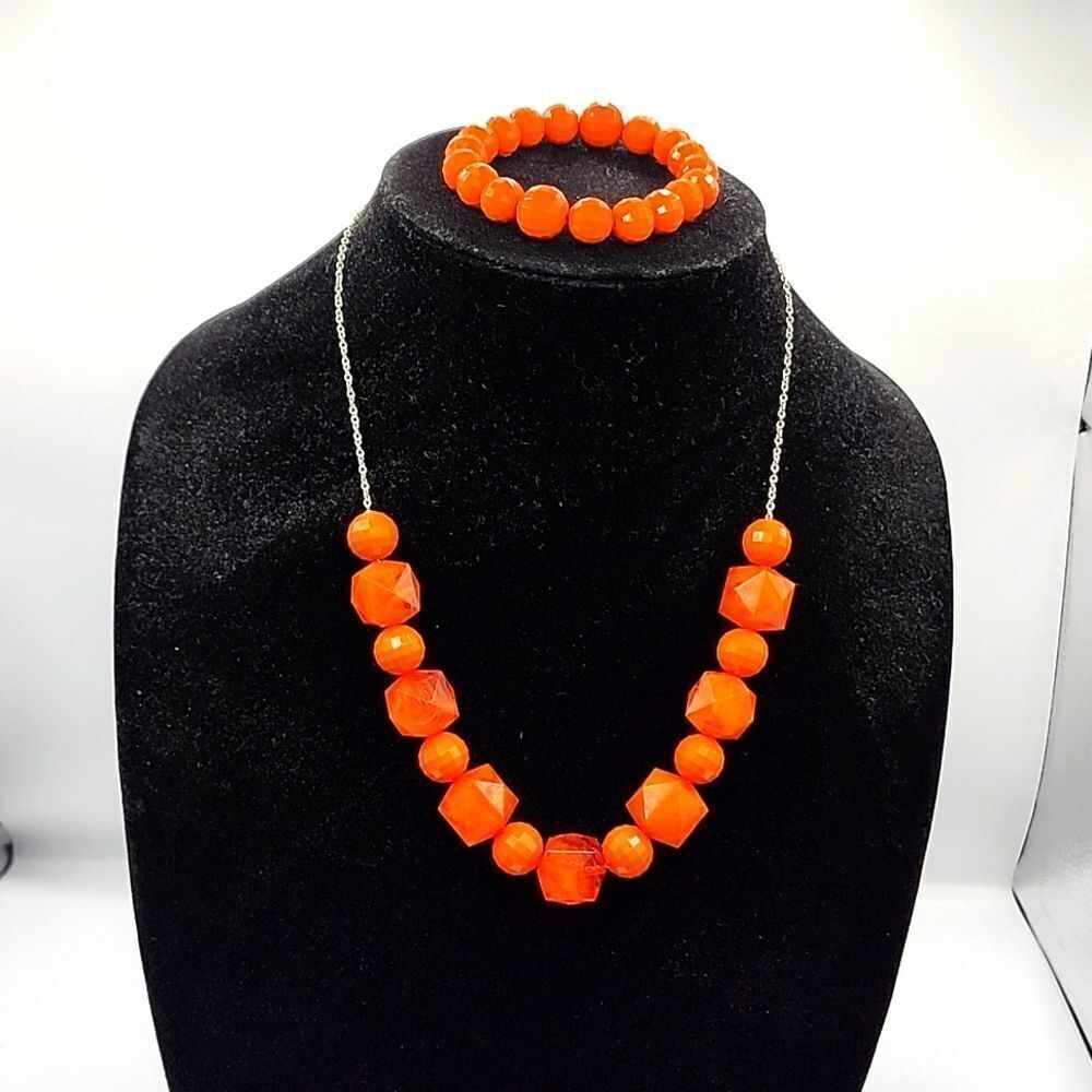 Repurposed Handmade Orange GeoGlimmer Set